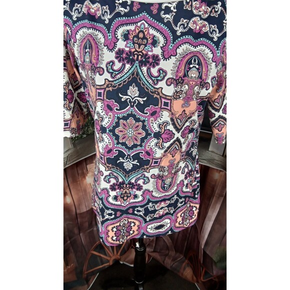 Charter Club Blouse Size S Paisley Button Design 3/4 Sleeve - Picture 4 of 8